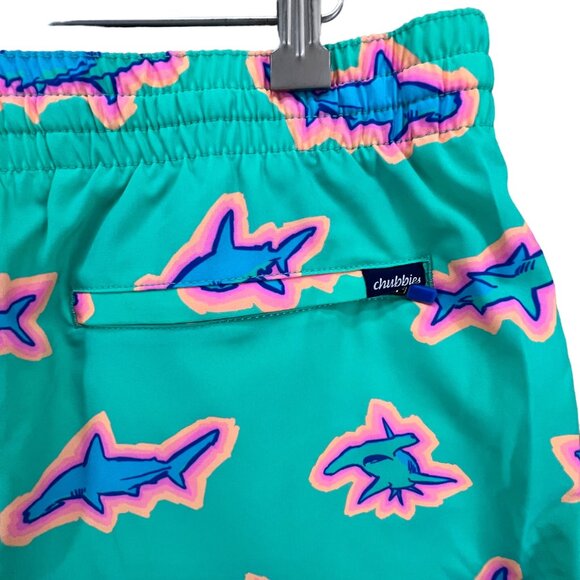 Chubbies Swim Trunks Mens XL Teal Shark Apex Classic Swim Shorts Stretch 5.5" - Picture 9 of 12